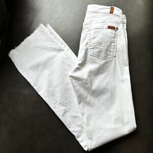 White Bootcut Frayed Jeans 30